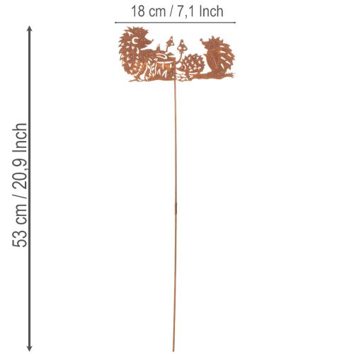 Záhradná dekorácia s motívom ježka s hrdzou na leto a jeseň 53 cm | Floristik24.sk