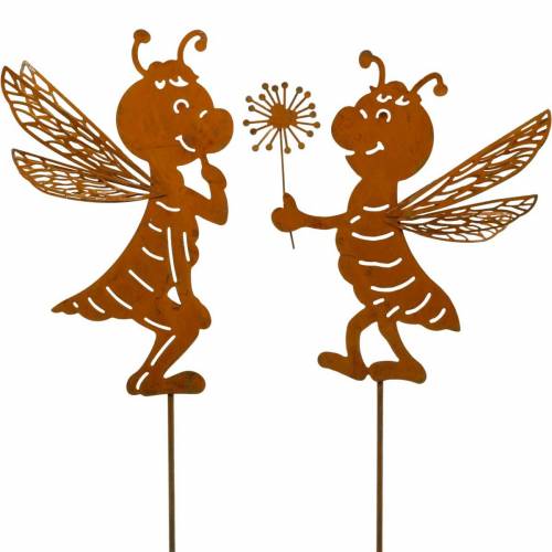 Floristik24 Záhradný kolík Bee Patina Záhradná dekorácia Jarná dekorácia 2St