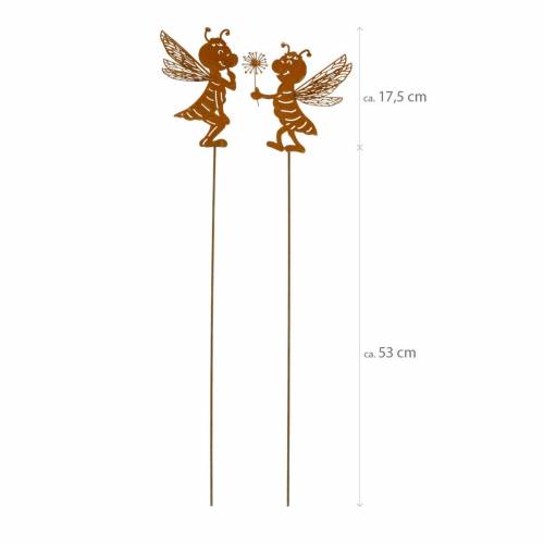 Floristik24 Záhradný kolík Bee Patina Záhradná dekorácia Jarná dekorácia 2St
