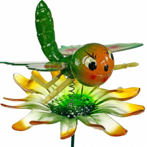 Floristik24 Deco plug motýľ a kvet s kovovými pružinami zelená, oranžová V70cm