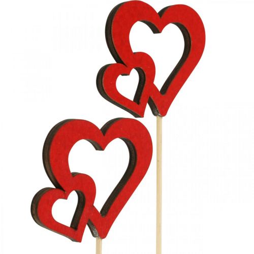 položky Kvetinová zátka srdce drevo červená romantická dekorácia 6cm 24ks