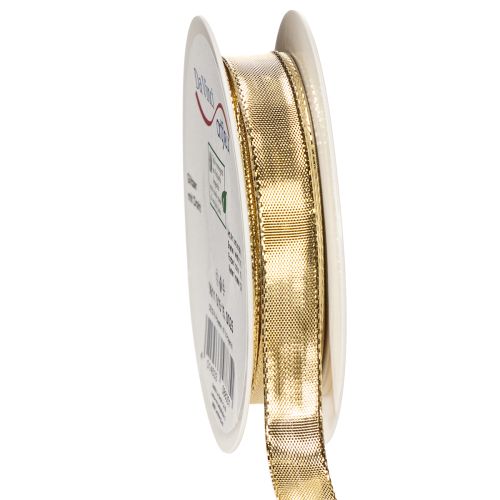 položky Zlatá darčeková stuha s drôteným okrajom, šírka 15 mm, dĺžka 25 m