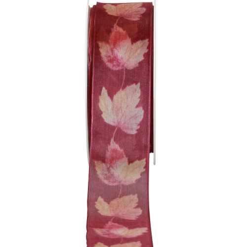 Darčeková stuha javorové listy fialová stuha jesenná 40mm 15m