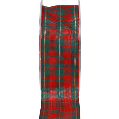 položky Darčeková stuha Škótska károvaná ozdobná stuha červená zelená 40mm 15m