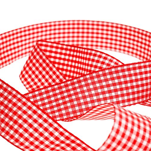 položky Darčeková stuha károvaná červeno-biela 25mm 20m