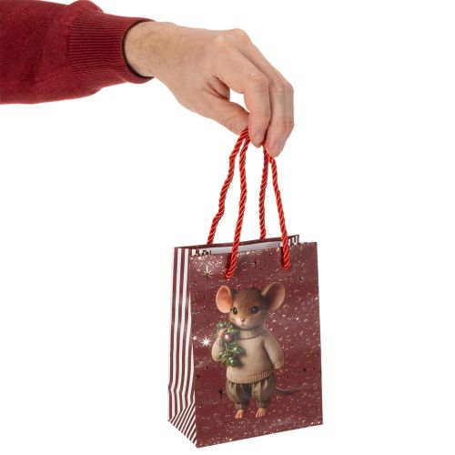 Vianočná darčeková taška s motívom myši, 16 cm, 2 kusy | Floristik24.sk
