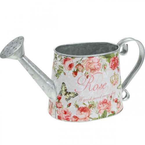 Nostalgický dekoračný džbán, džbán vyrobený z kovu, kvetináč s ružami V15,5cm D28,5cm