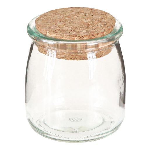 Sklenená dekorácia s korkom Vintage Clear Natural Ø7cm V8cm 6 ks