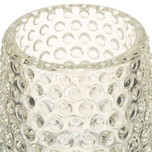 položky Sklenený držiak na čajové sviečky s bodkami a drážkami na základni V15cm 2 ks