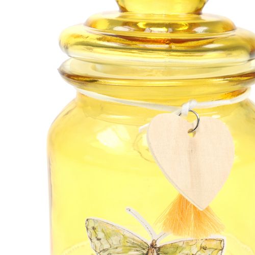 Floristik24 Sklenená dóza bonboniéra žltá Ø11cm V15,5cm