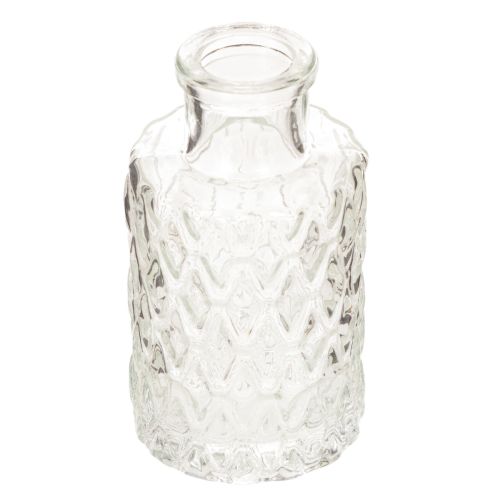 Mini sklenená váza s diamantovým vzorom, malá váza na stôl, fľaša, priehľadná, 9 cm, 6 kusov kúpiť | Floristik24.sk