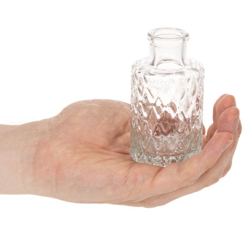 Mini sklenená váza s diamantovým vzorom, malá váza na stôl, fľaša, priehľadná, 9 cm, 6 kusov | Floristik24.sk