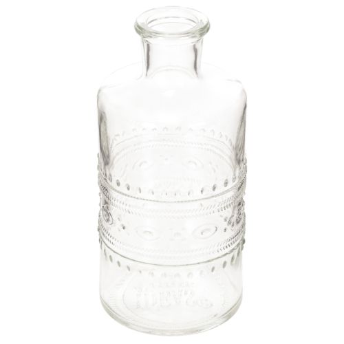 Sklenená fľaša so vzorom, valcovitá, číra, dekoratívna váza, 15 cm, 6 kusov