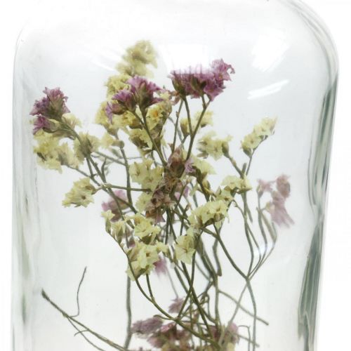 položky Pohár so svietnikom, sklenená dekorácia so sušenými kvetmi V16cm Ø8,5cm