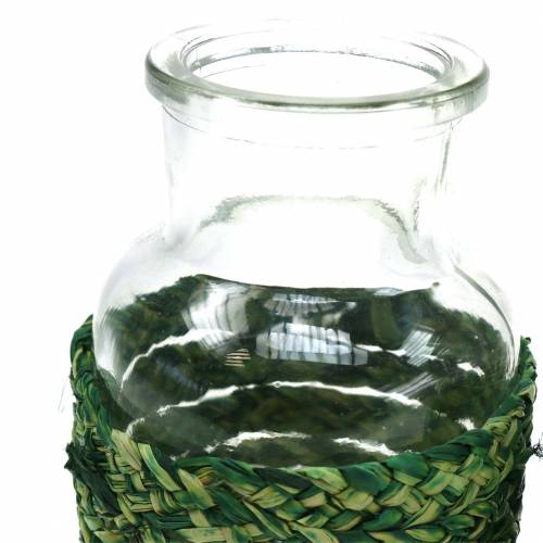 položky Deco fľaša sklenená s rafiovou zelenou H10cm 4ks