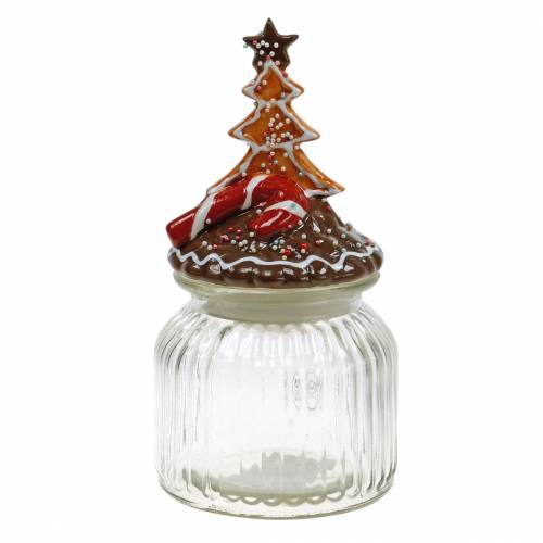 Floristik24 Dóza na sušienky s keramickým vekom Gingerbread Red, Brown V21,5 cm Dóza na sušienky