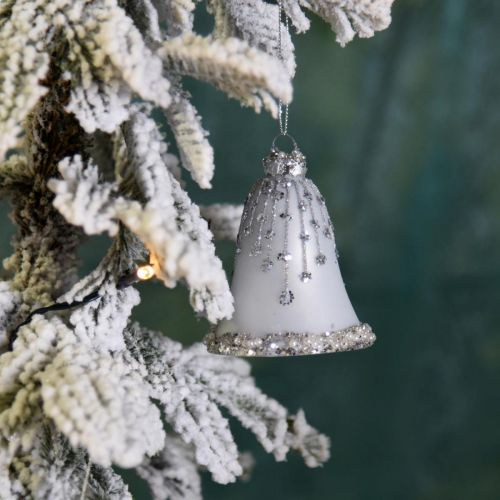 položky Vianočné zvončeky, ozdoby na stromček, sklenené zvončeky Ø6,5cm V8cm biela sada 2ks