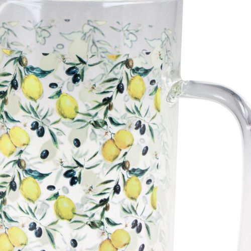 položky Sklenený džbán citróny a olivy dekoratívny džbán sklenený V17cm