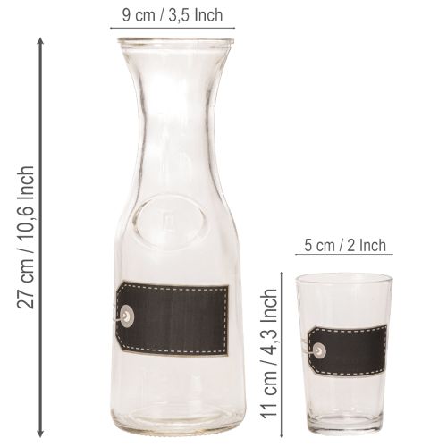 Sklenená karafa V27cm so 4 pohármi V11cm | Floristik24.sk