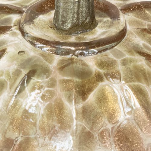 položky Sklenená tekvicová dekorácia na stôl, jesenná tekvica, sklo a kov, výška 14 cm, 2 kusy