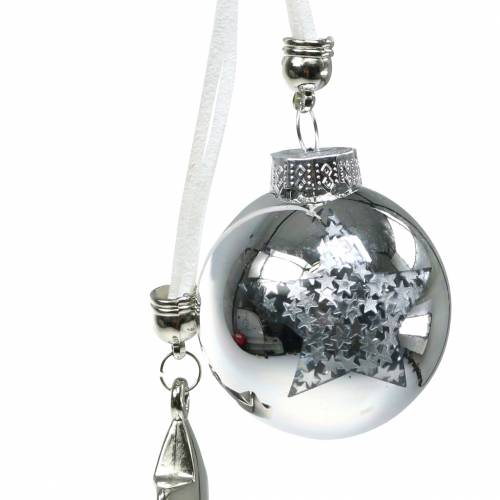 položky Ozdoba na vianočný stromček sklenená guľa so striebornou hviezdou 5cm