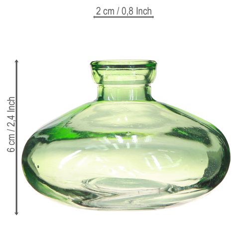 položky Sklenená váza cibuľovité zelené mini vázy zo skla Ø9cm V6cm 6 ks