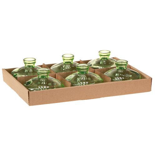 položky Sklenená váza cibuľovité zelené mini vázy zo skla Ø9cm V6cm 6 ks