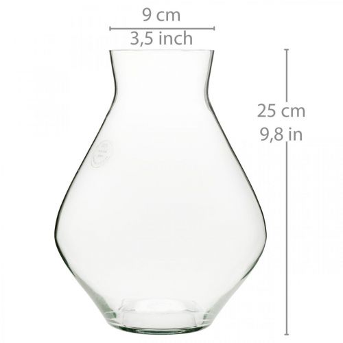 položky Váza na kvety sklenená baňatá sklenená váza číra dekoratívna váza Ø20cm V25cm