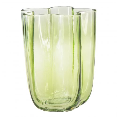Sklenená váza zelená váza kvetinová dekoračná váza Ø15cm V20cm