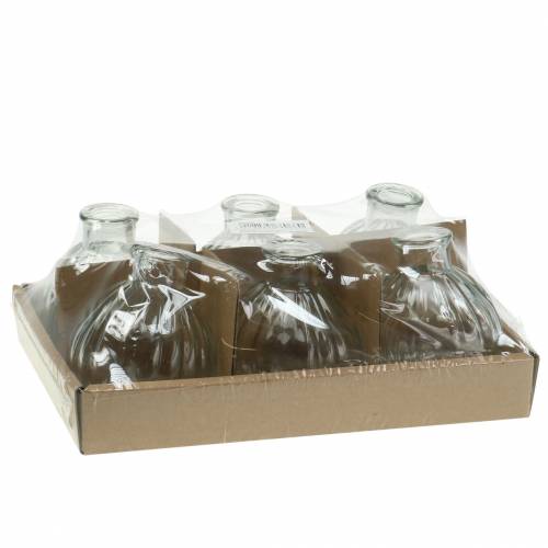 Floristik24 Dekoratívna sklenená váza s drážkami Ø6,8cm V7,7cm 6 kusov