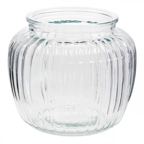 Floristik24 Rebrovaná sklenená váza Ø14cm V13cm