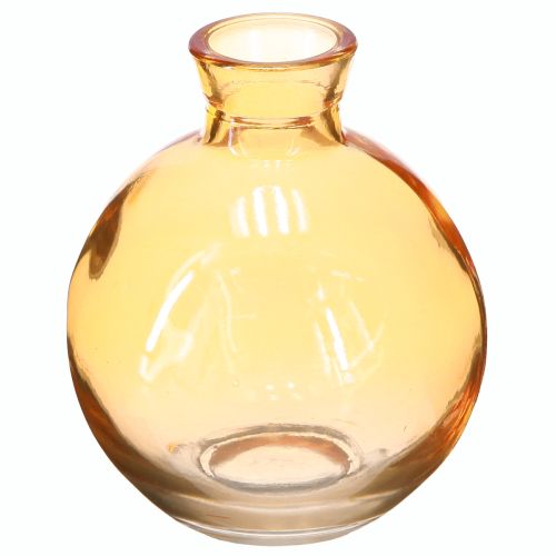 Sklenené vázy cibuľovité mini dekoratívne vázy oranžové Ø7,5cm V9cm 6 ks