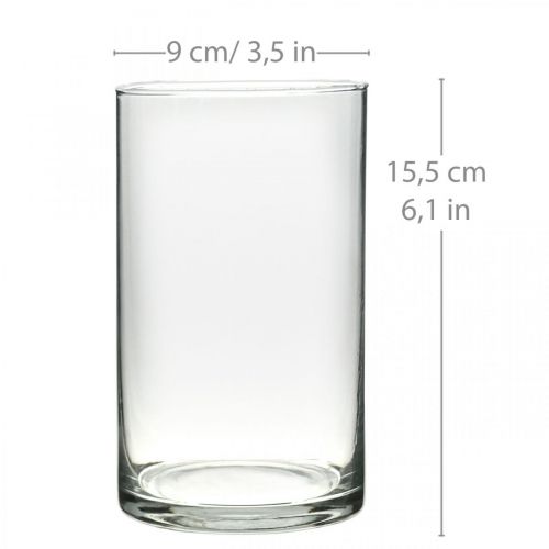 položky Okrúhla sklenená váza, číry sklenený valec Ø9cm V15,5cm