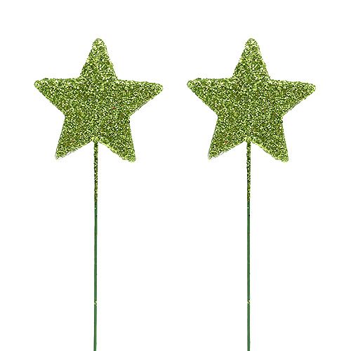 Floristik24 Sľudové hviezdy zelené 4cm na drôte 60p