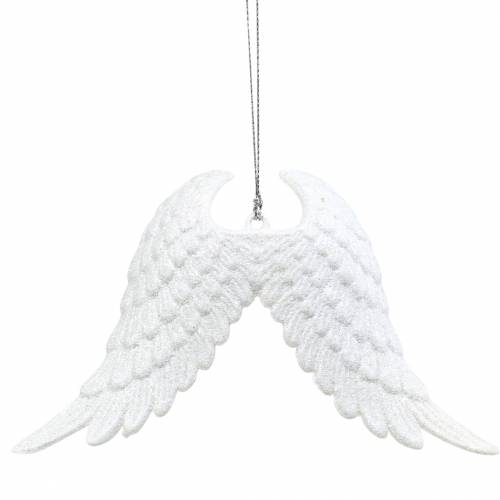 Floristik24 Vianočné ozdoby na stromček anjelské krídla trblietavé biele 16cm 12ks