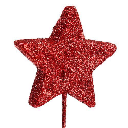 položky Trblietavá hviezda na drôte 4cm červená L22cm 60p
