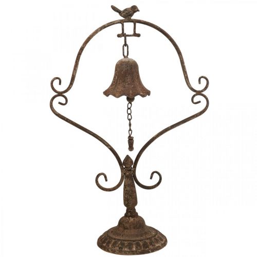 Deco zvonček starožitný kovový zvonček kovová dekorácia hrdzavý vzhľad V53cm