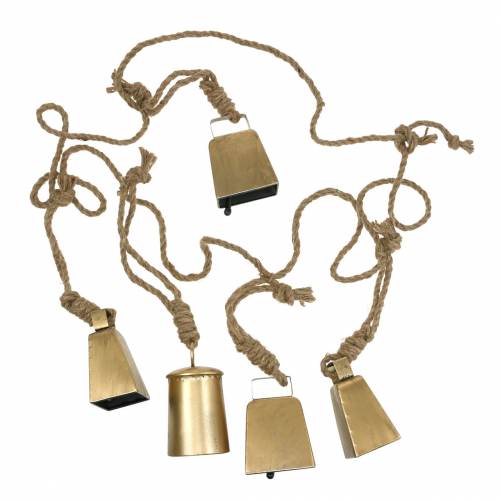 Floristik24 Sada kravských zvoncov na zavesenie mosadzného kovového lana 8,2/9,5 cm 240 cm