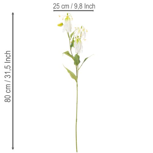 Umelý kvet Gloriosa, biely a žltý, elegantná kvitnúca vetvička na dekoráciu, 80 cm, 3 kusy | Floristik24.sk