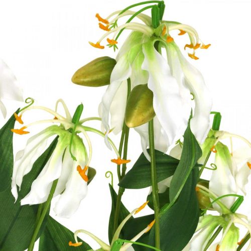 položky Umelá ľalia, kvetinová dekorácia, umelá rastlina, hodvábny kvet biely L82cm 3ks