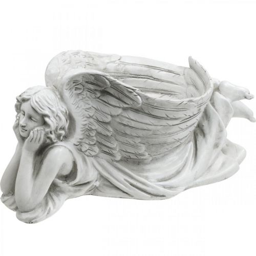 Floristik24 Hrob anjel s miskou na rastliny Vtáčí anjel do kúpeľa ležiaci 39×18×18cm