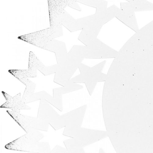 položky Vianočný tanier kovový ozdobný tanier s hviezdičkami biely Ø34cm