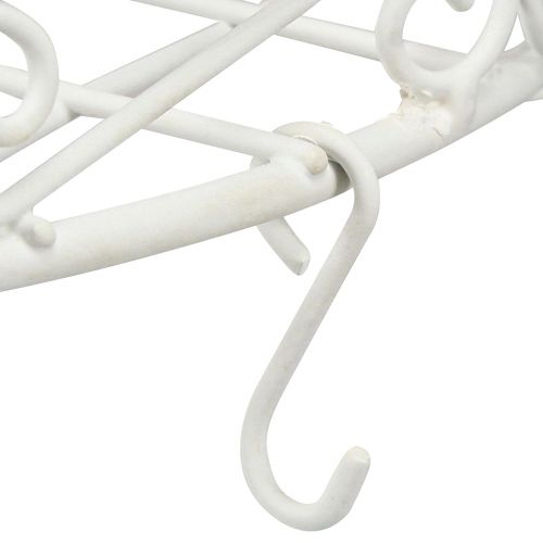 položky Závesný dekoračný kovový podnos s háčikmi v bielej farbe Ø29,5cm V55cm