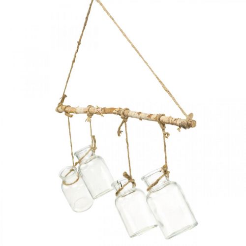 položky Drevená dekorácia okien so závesnými sklenenými vázami na kvetinové aranžmány