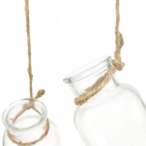 položky Drevená dekorácia okien so závesnými sklenenými vázami na kvetinové aranžmány