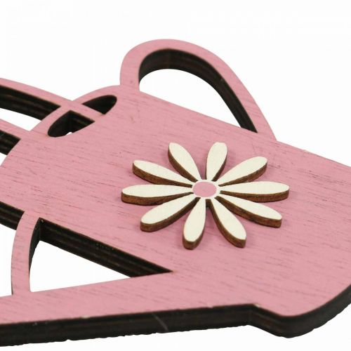 položky Závesná dekorácia drevená kanva deko ružová deko vešiak 14x12cm 6ks