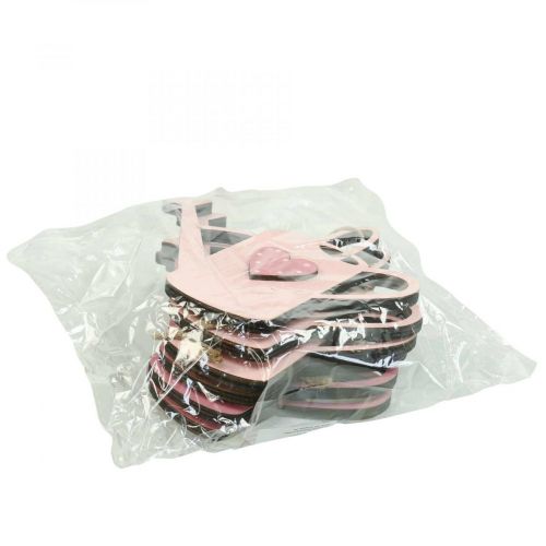 položky Závesná dekorácia drevená kanva deko ružová deko vešiak 14x12cm 6ks