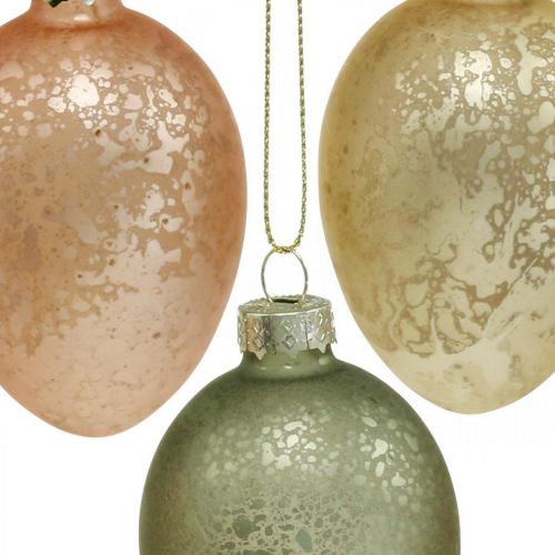 Floristik24 Veľkonočné vajíčko na zavesenie zlaté, ružové, zelené plastové 6,5cm 6ks