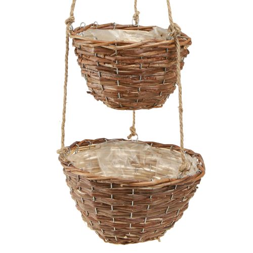 položky Závesný košík na kvety 2 košíky drevo prírodné Ø20cm/26cm