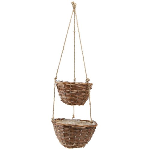 položky Závesný košík na kvety 2 košíky drevo prírodné Ø20cm/26cm